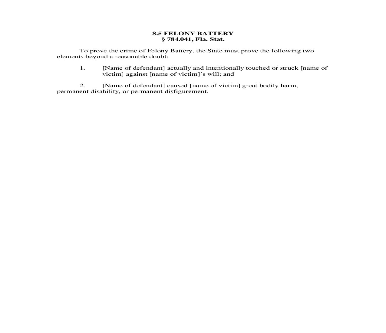 8.5. Felony Battery | Pdf Doc Docx | Florida_JI