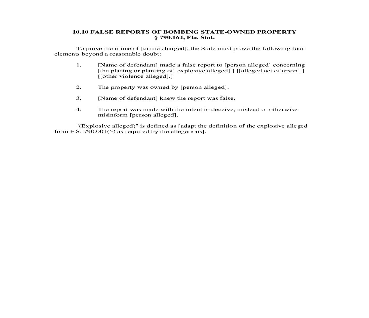 10.10. False Reports Of Bombing State Owned Property | Pdf Doc Docx | Florida_JI