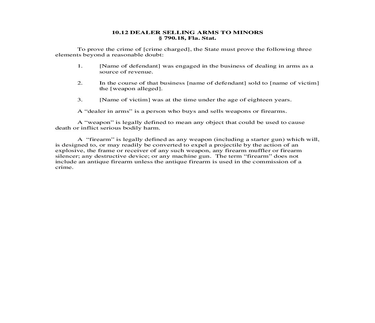 10.12. Dealer Selling Arms To Minors | Pdf Doc Docx | Florida_JI