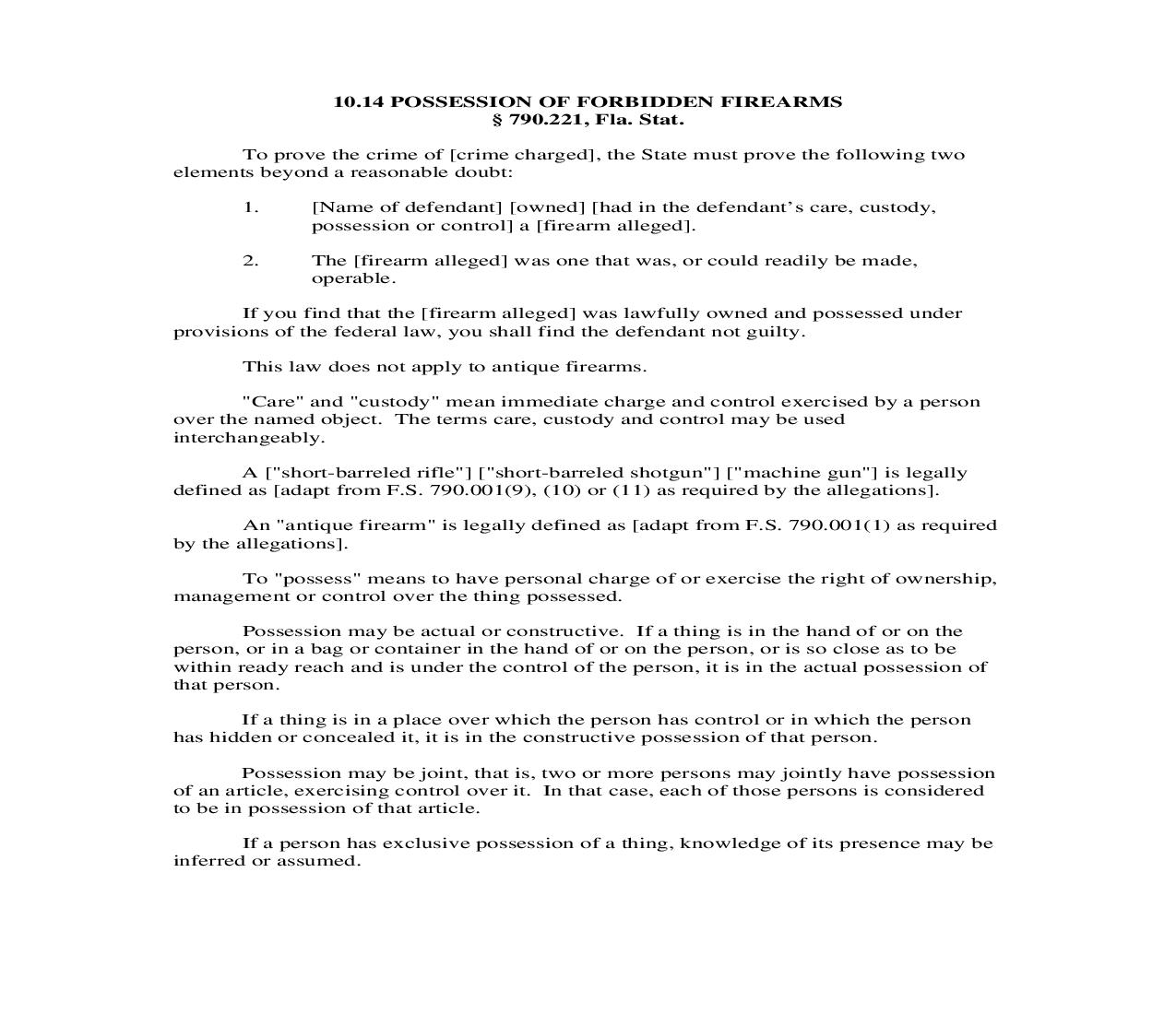 10.14. Possession Of Forbidden Firearms | Pdf Doc Docx | Florida_JI