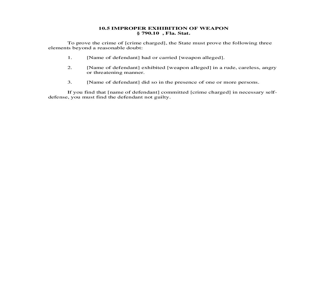 10.5. Improper Exhibition Of Weapon | Pdf Doc Docx | Florida_JI