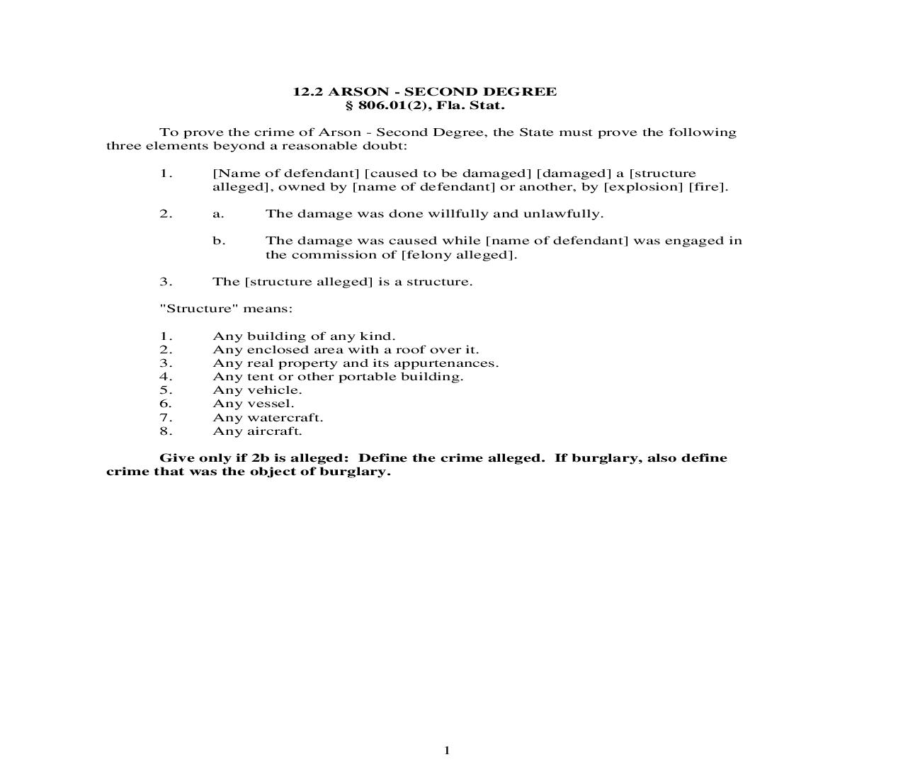12.2. Arson-Second Degree | Pdf Doc Docx | Florida_JI