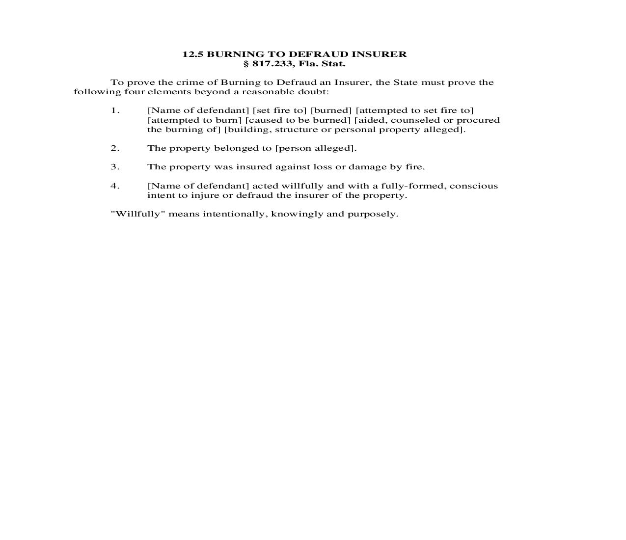 12.5. Burning To Defraud Insurer | Pdf Doc Docx | Florida_JI