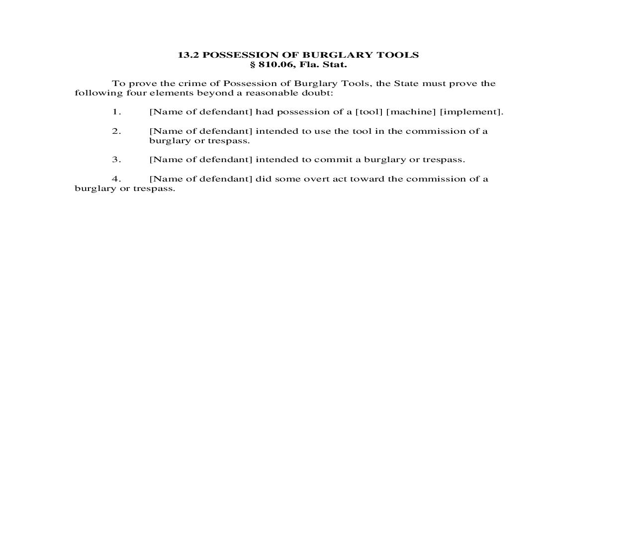 13.2. Possession Of Burglary Tools | Pdf Doc Docx | Florida_JI