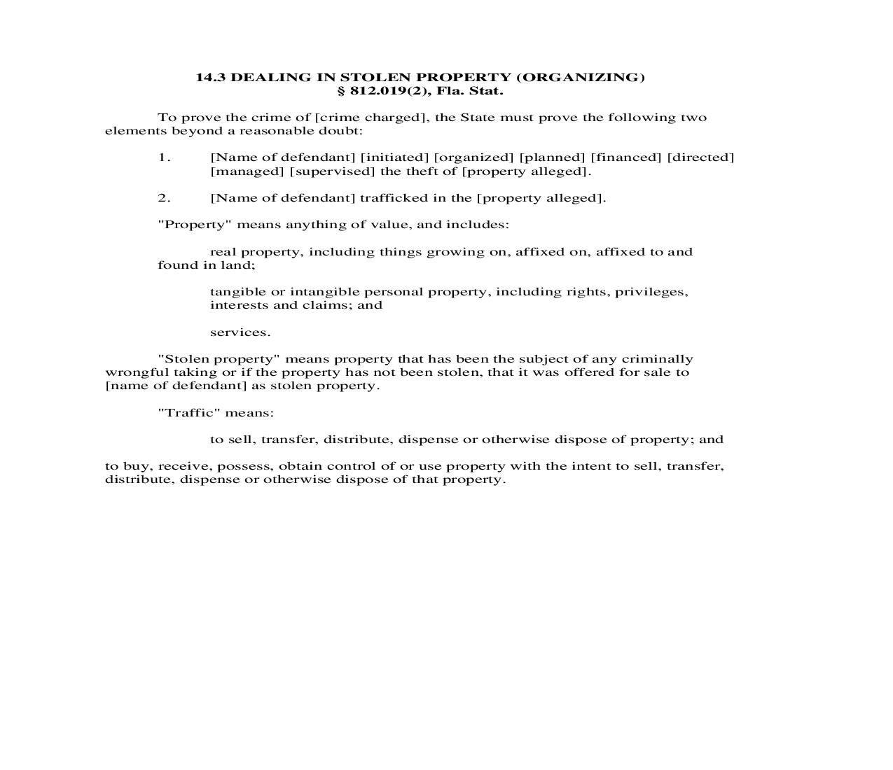 14.3. Dealing In Stolen Property (Organizing) | Pdf Doc Docx | Florida_JI