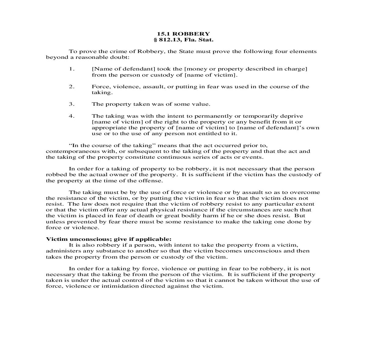 15.1. Robbery | Pdf Doc Docx | Florida_JI