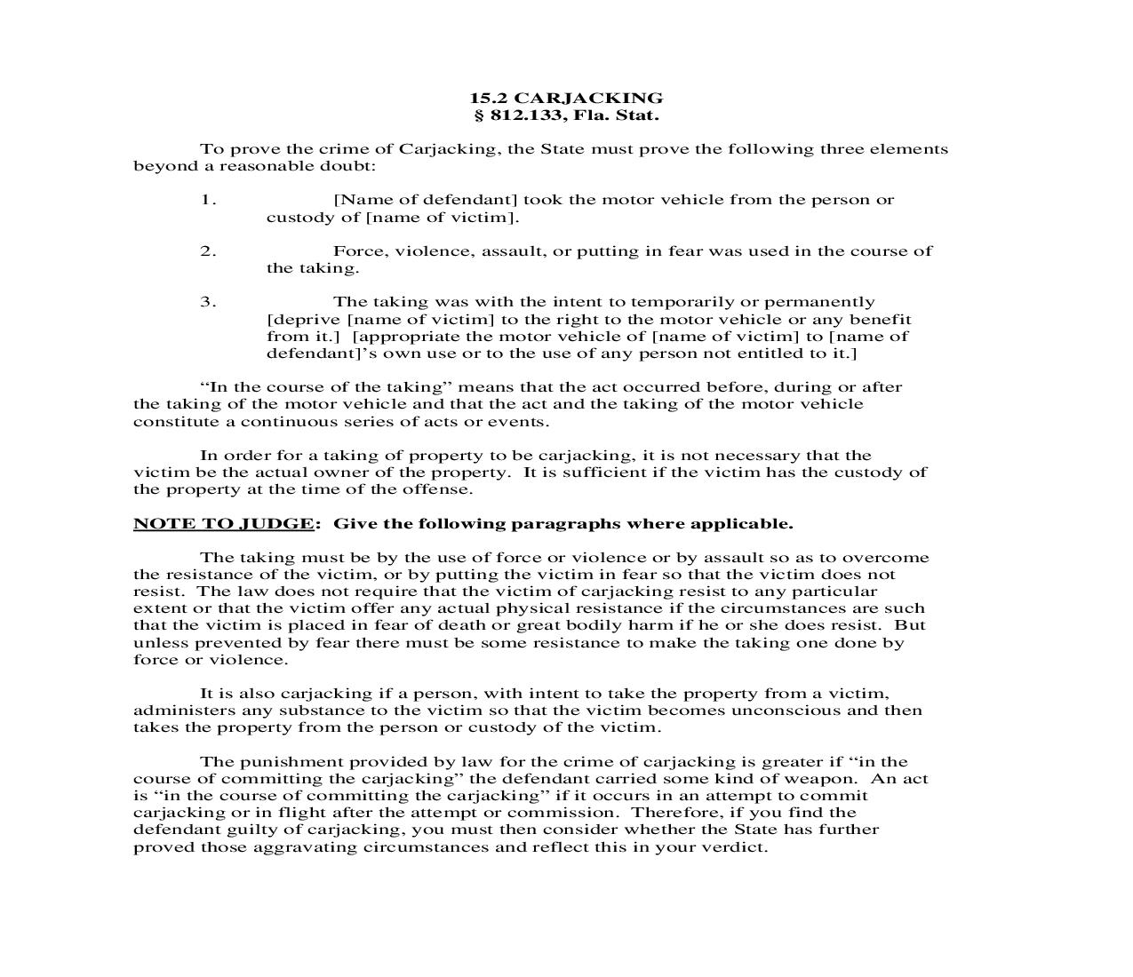 15.2. Carjacking | Pdf Doc Docx | Florida_JI