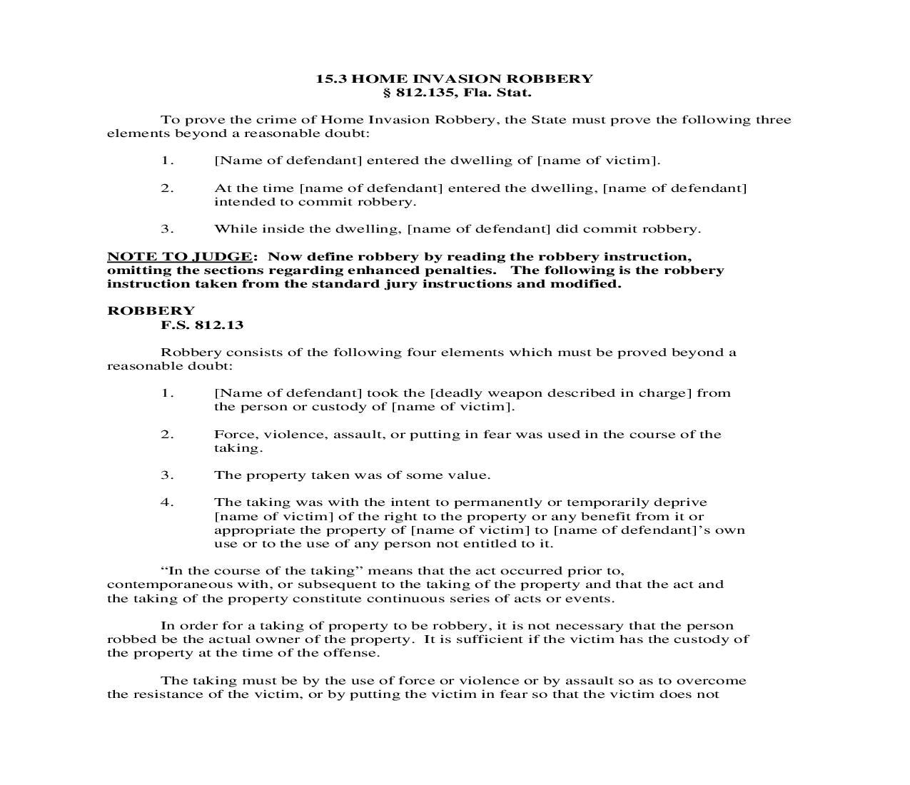 15.3. House Invasion Robbery | Pdf Doc Docx | Florida_JI