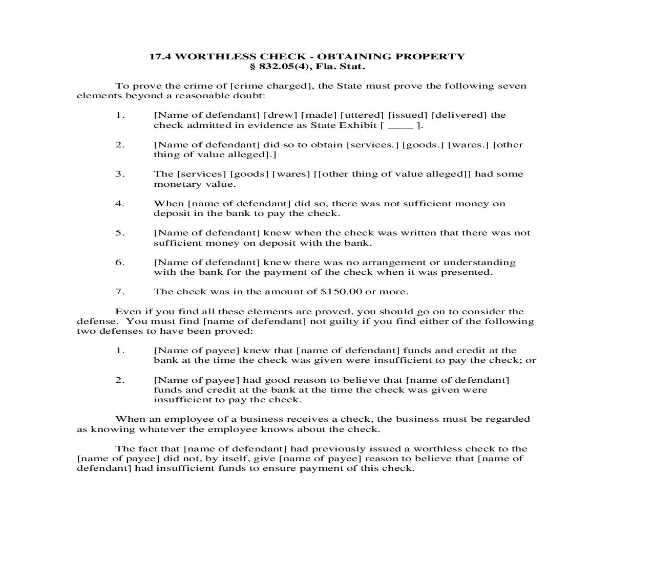 17.4. Worthless Check-Obtaining Property | Pdf Doc Docx | Florida_JI