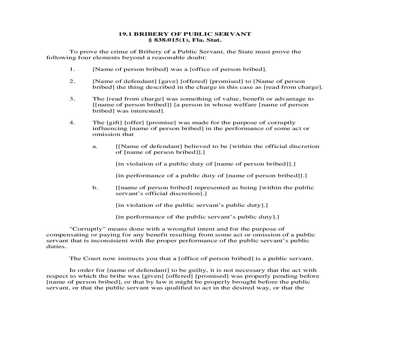 19.1. Bribery Of Public Servant | Pdf Doc Docx | Florida_JI