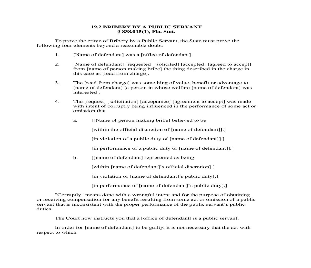 19.2. Bribery By A Public Servant | Pdf Doc Docx | Florida_JI