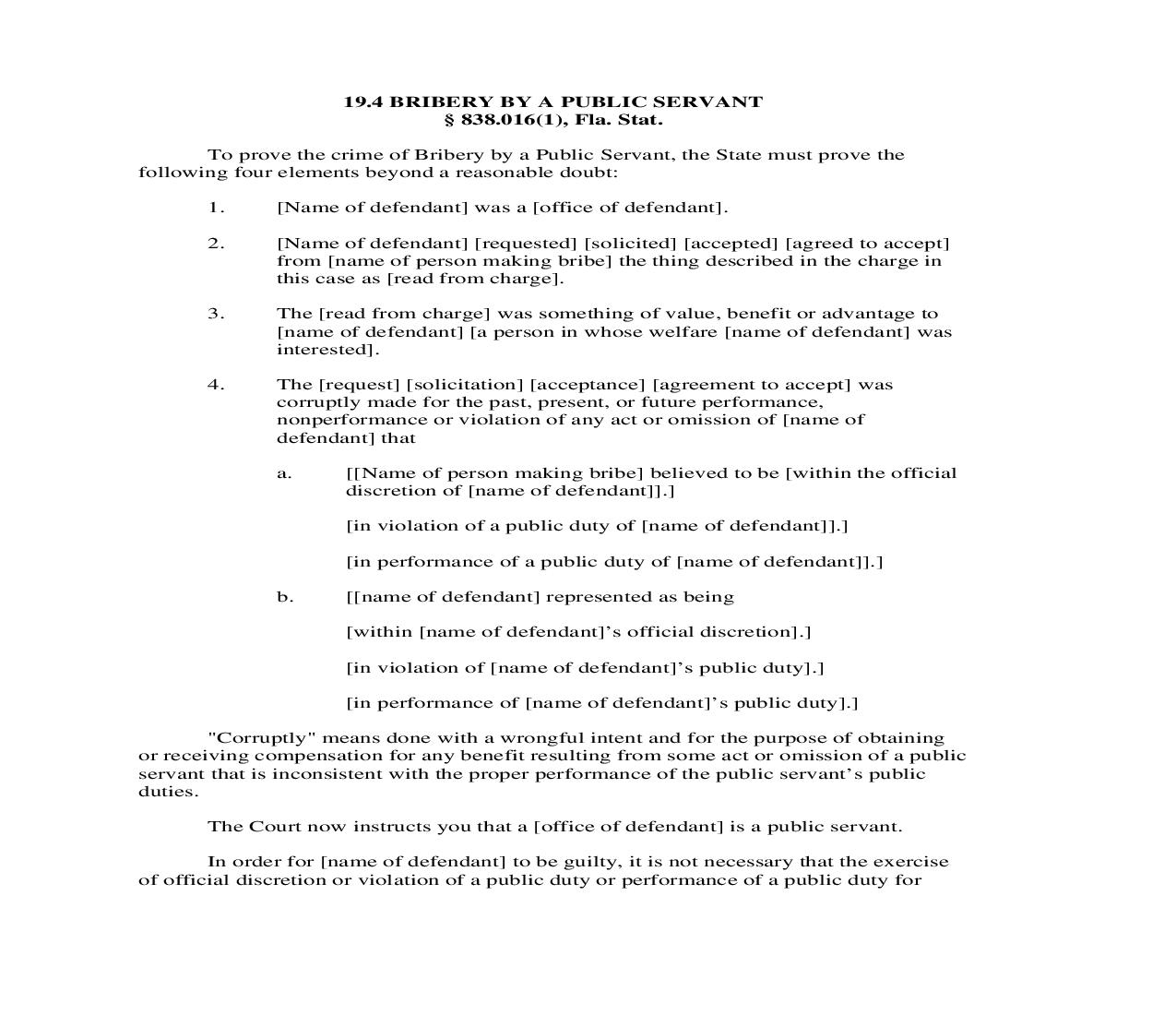 19.4. Bribery By A Public Servant | Pdf Doc Docx | Florida_JI
