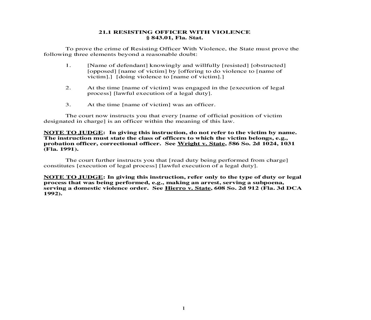 21.1. Resisting Officer With Violence | Pdf Doc Docx | Florida_JI