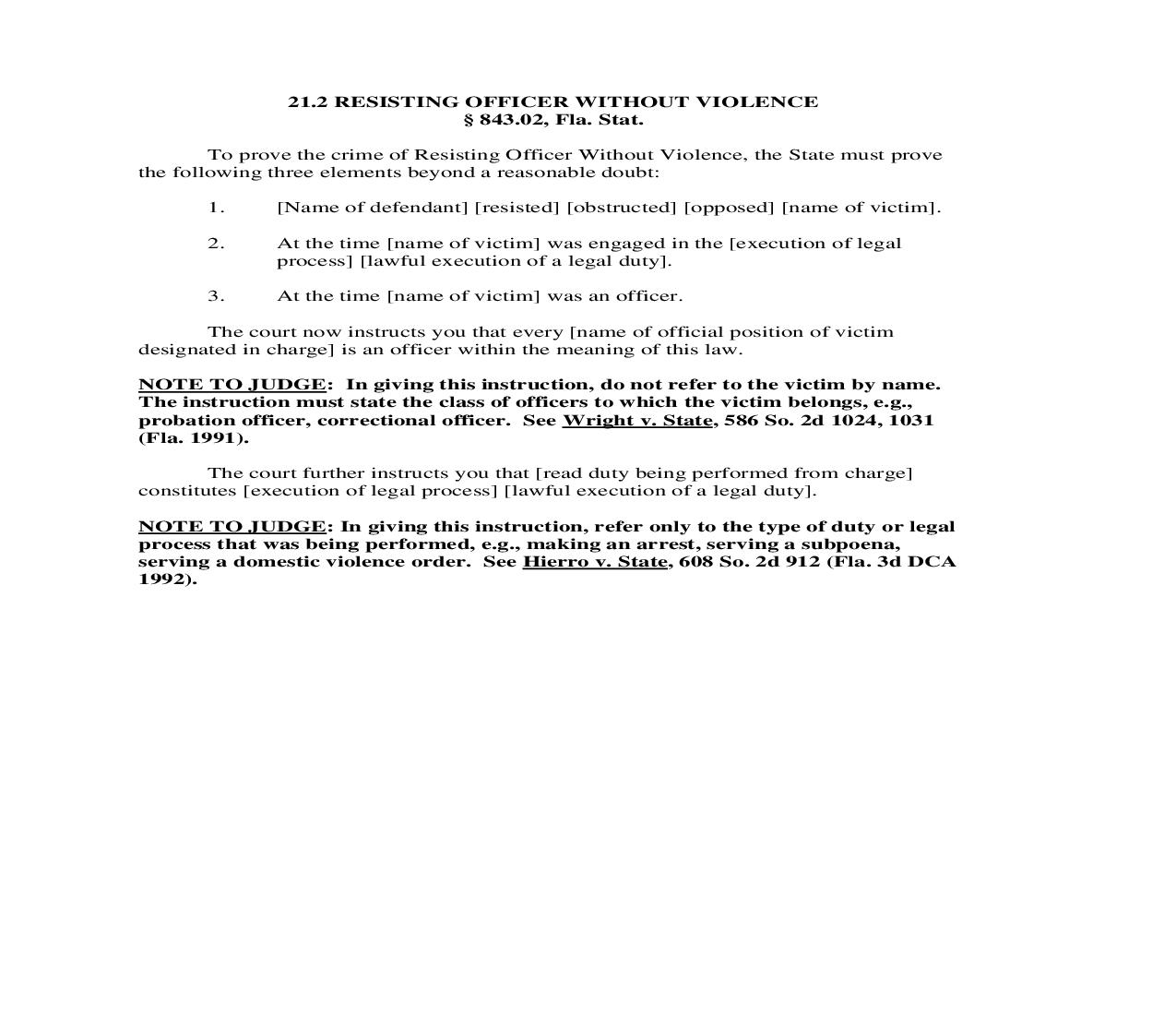 21.2. Resisting Officer Without Violence | Pdf Doc Docx | Florida_JI