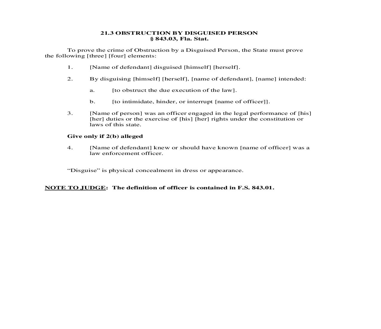 21.3. Obstruction By Disguised Person | Pdf Doc Docx | Florida_JI