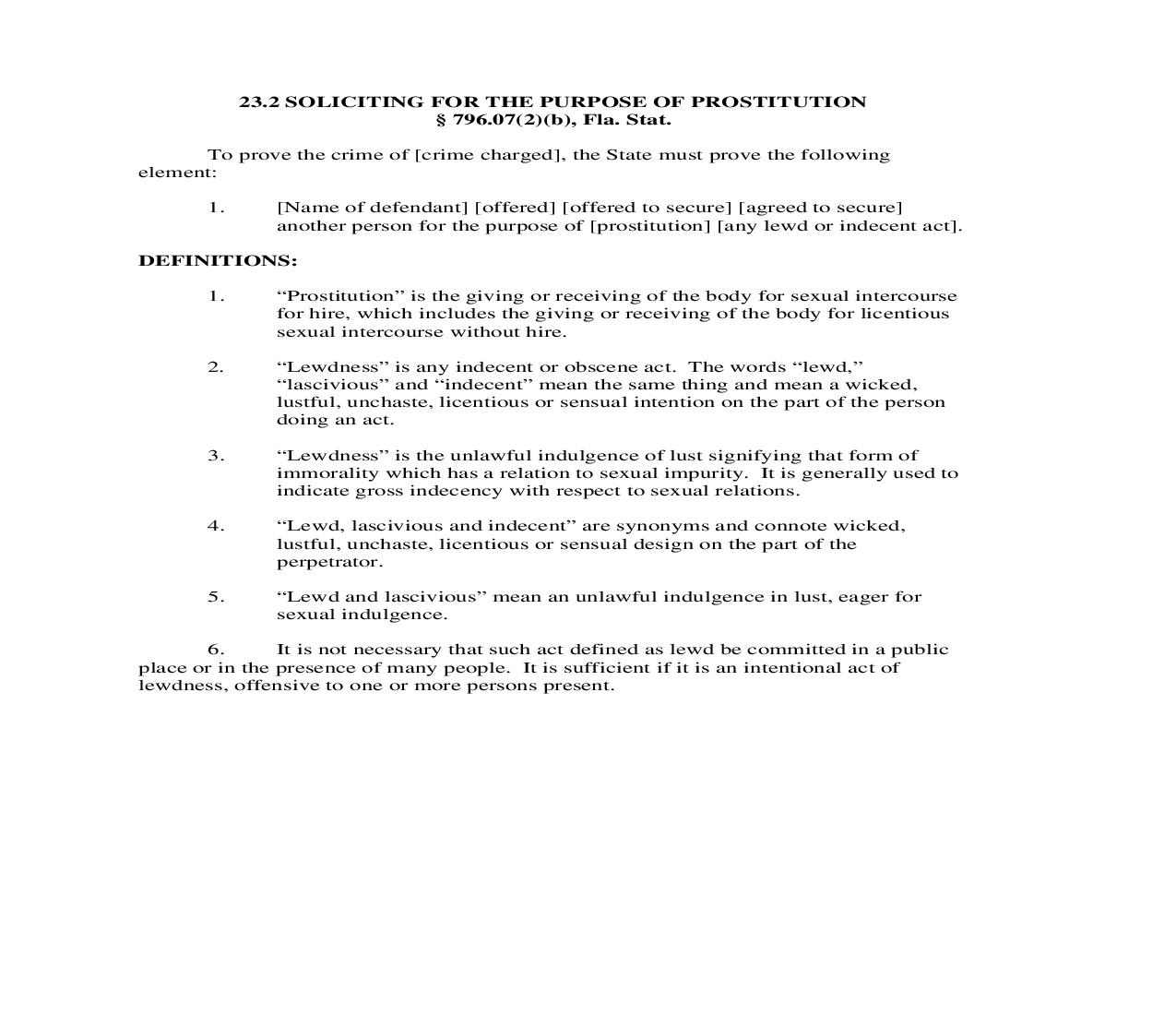 23.2. Soliciting For The Purpose Of Prostitution | Pdf Doc Docx | Florida_JI