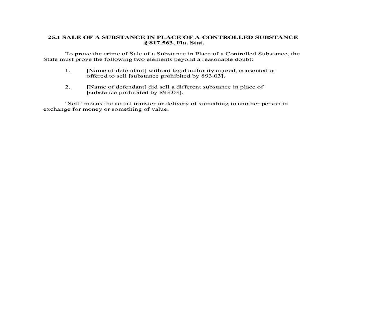 25.1. Sale Of A Substance In Place Of A Controlled Substance | Pdf Doc Docx | Florida_JI
