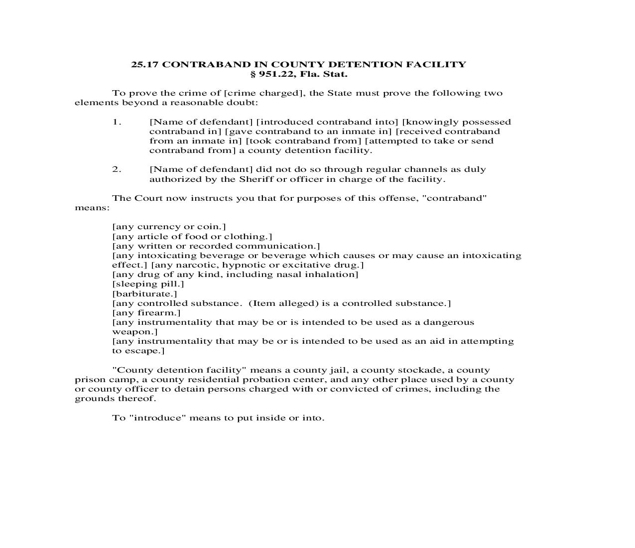 25.17. Contraband In County Detention Facility | Pdf Doc Docx | Florida_JI
