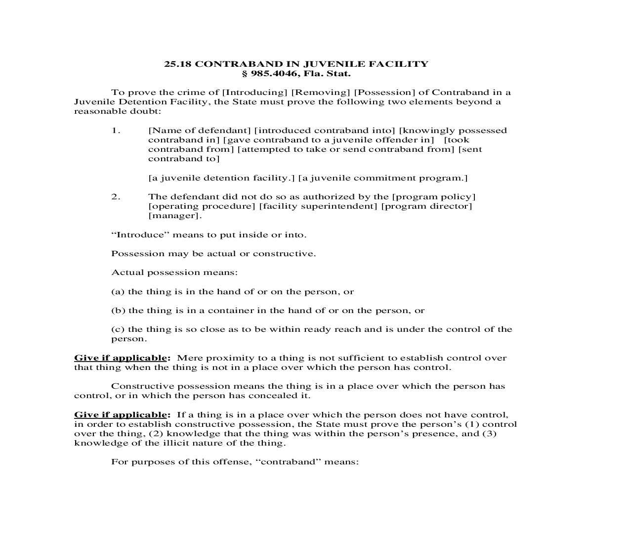 25.18. Contraband In Juvenile Facility | Pdf Doc Docx | Florida_JI