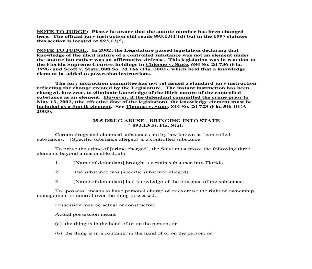 25.5. Drug Abuse - Bringing Into State | Pdf Doc Docx | Florida_JI