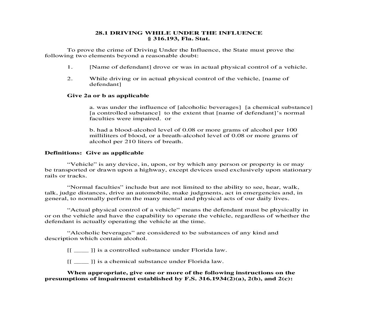 28.1. Driving While Under The Influence | Pdf Doc Docx | Florida_JI