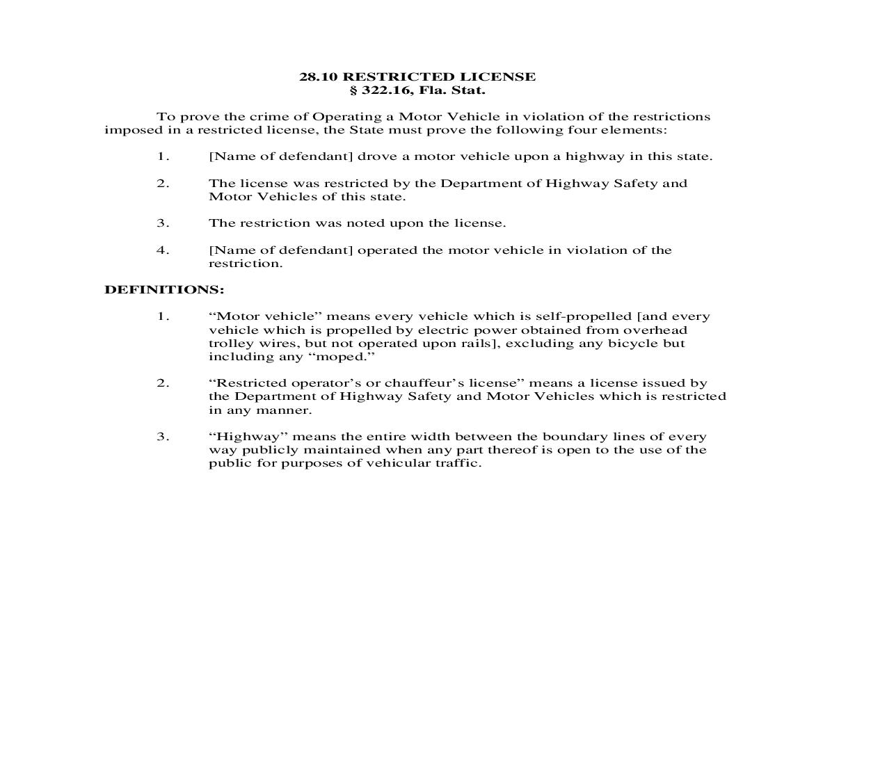 28.10. Restricted License | Pdf Doc Docx | Florida_JI