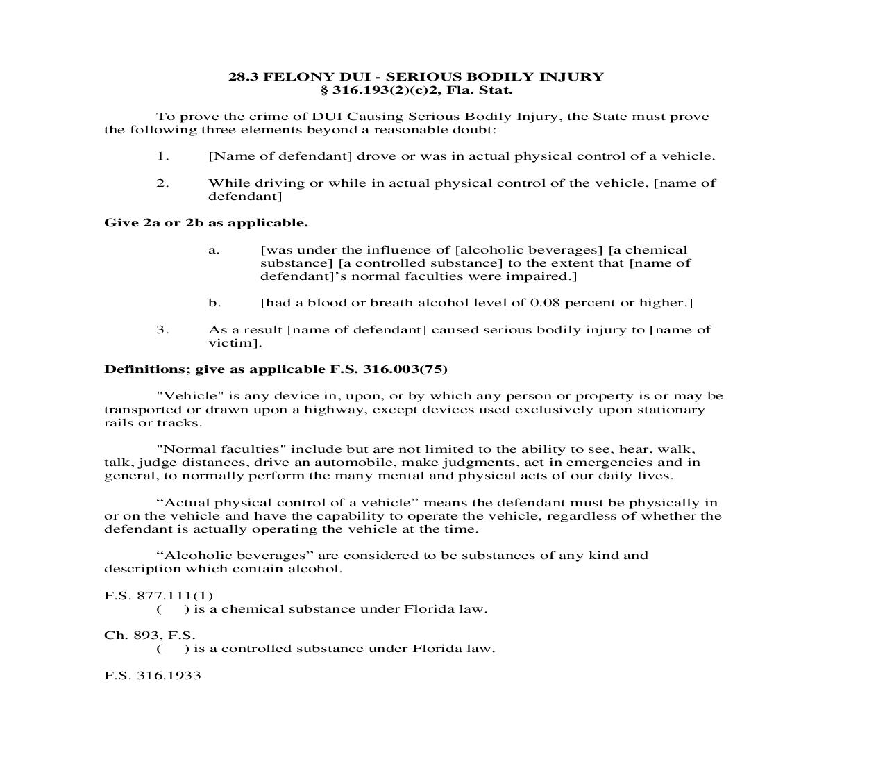28.3. Felony DUI - Serious Bodily Injury | Pdf Doc Docx | Florida_JI