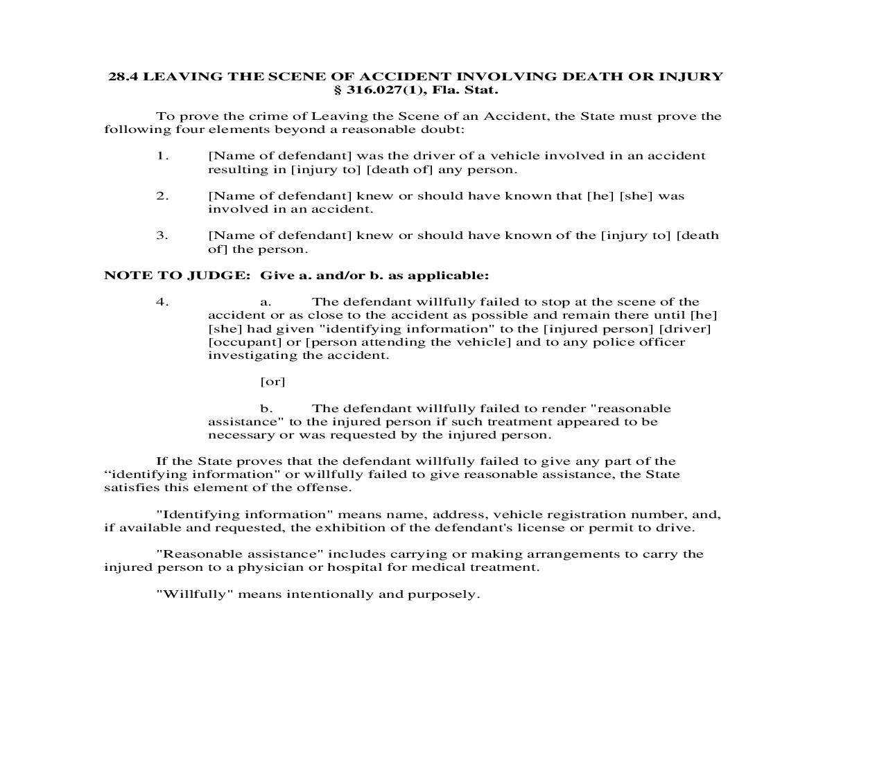 28.4. Leaving The Scene Of Accident Involving Death Or Injury | Pdf Doc Docx | Florida_JI