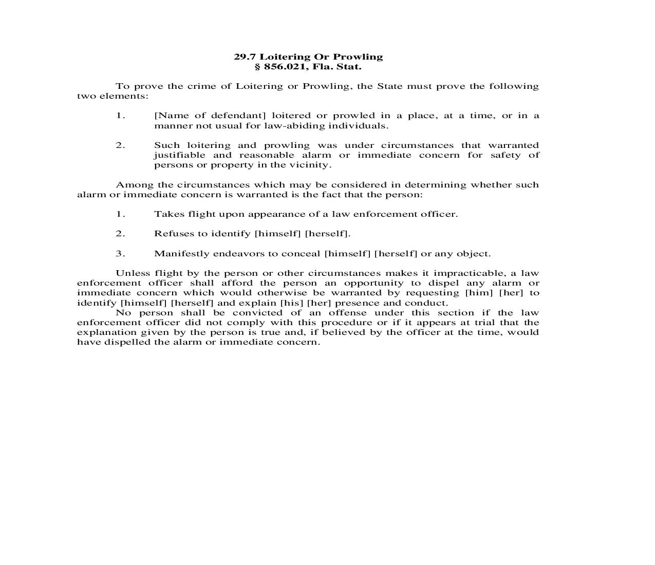 29.7. Loitering Or Prowling | Pdf Doc Docx | Florida_JI