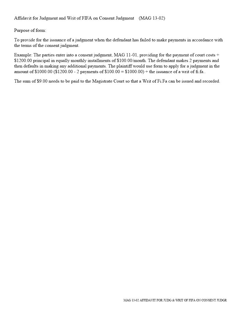 Affidavit For Judgment And Writ Of Fieri Facias | Pdf Fpdf Docx | Georgia