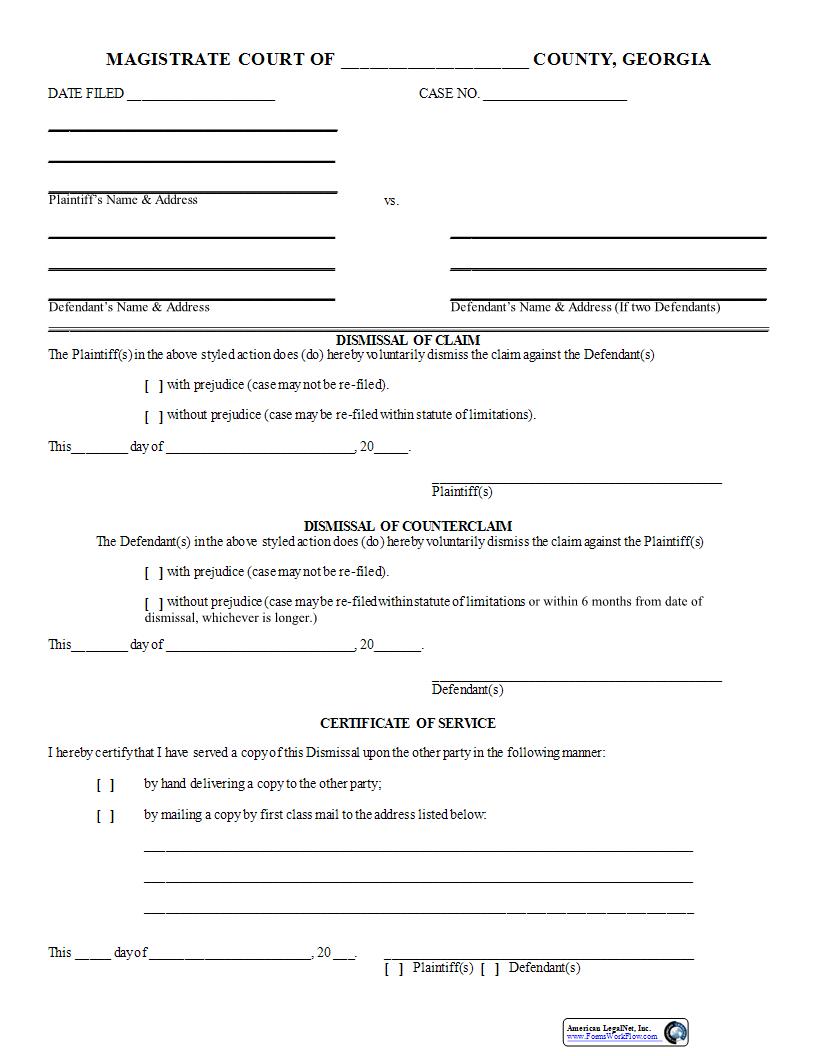 Dismissal Of Claim | Pdf Fpdf Docx | Georgia