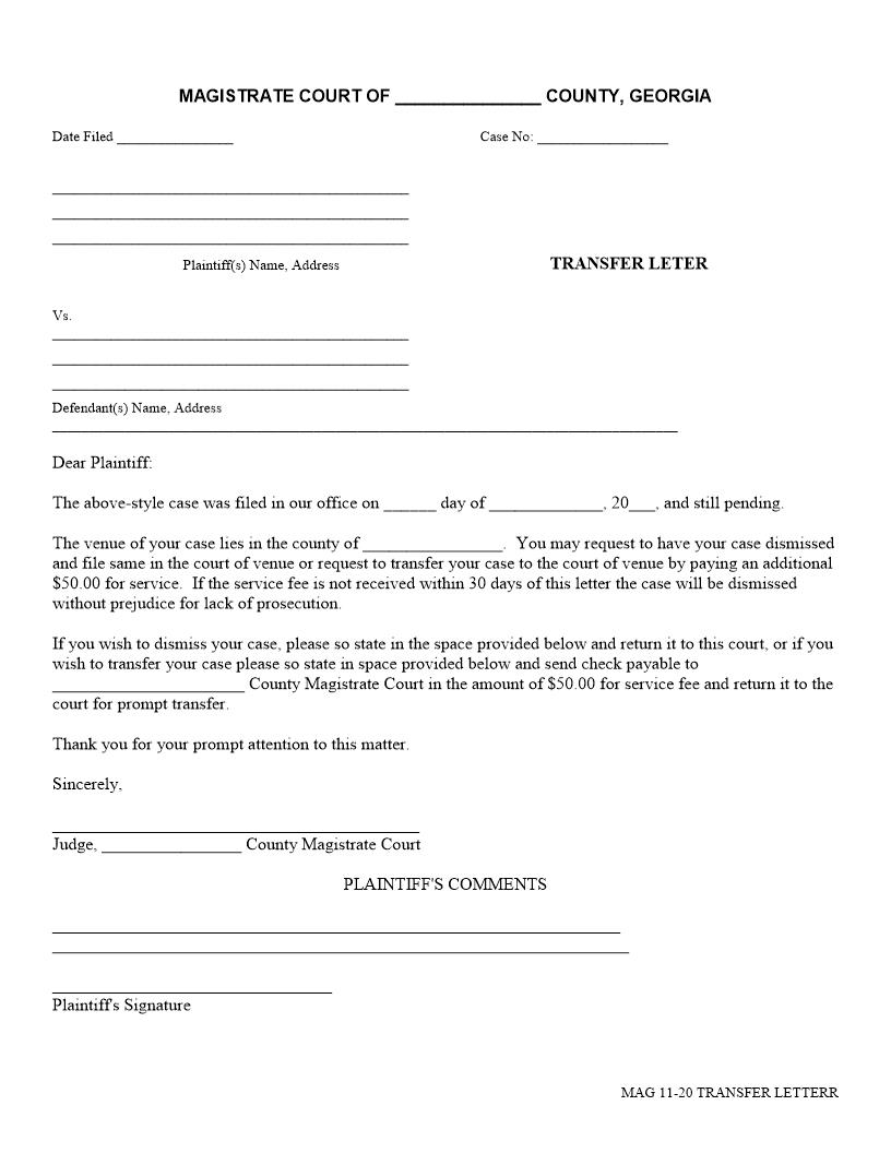 Transfer Letter | Pdf Fpdf Docx | Georgia