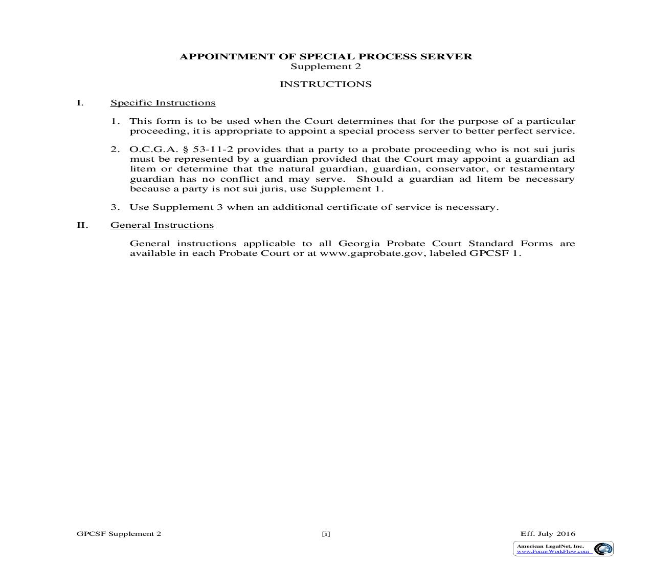 Appointment Of Special Process Server {Supp 2} | Pdf Fpdf Doc Docx | Georgia