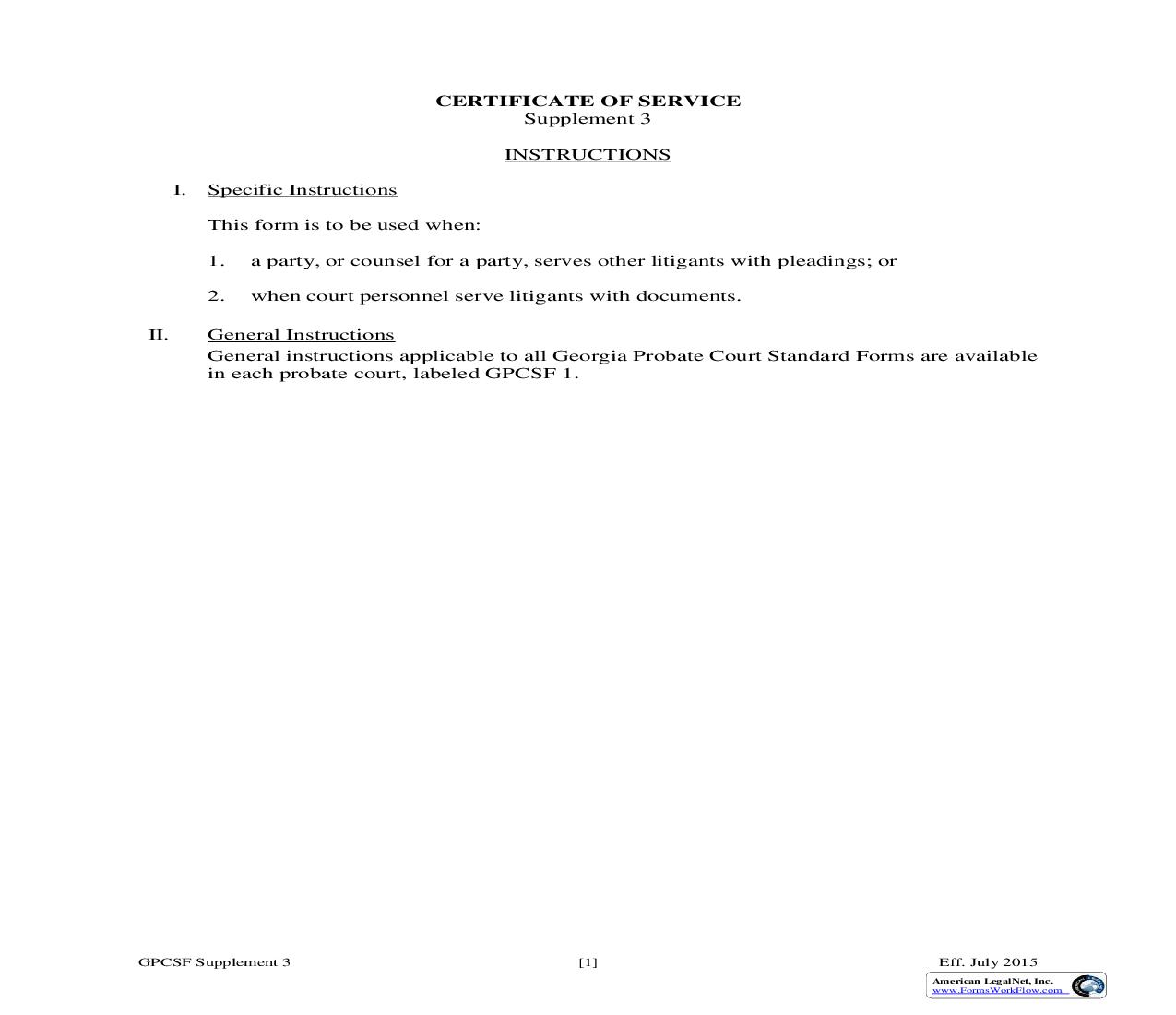 Certificate Of Service As To Petition {Supp 3} | Pdf Fpdf Doc Docx | Georgia