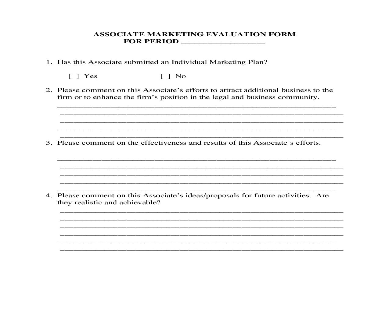 Associate Marketing Evaluation Form | Pdf Fpdf Doc Docx | Georgia