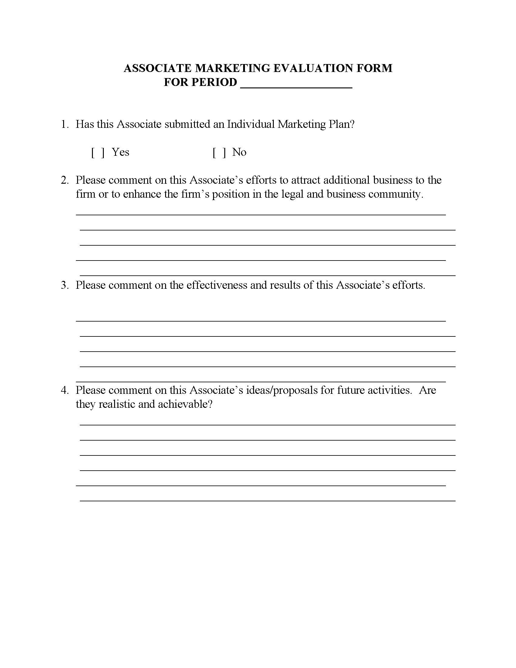 Associate Marketing Evaluation Form | Pdf Fpdf Doc Docx | Georgia