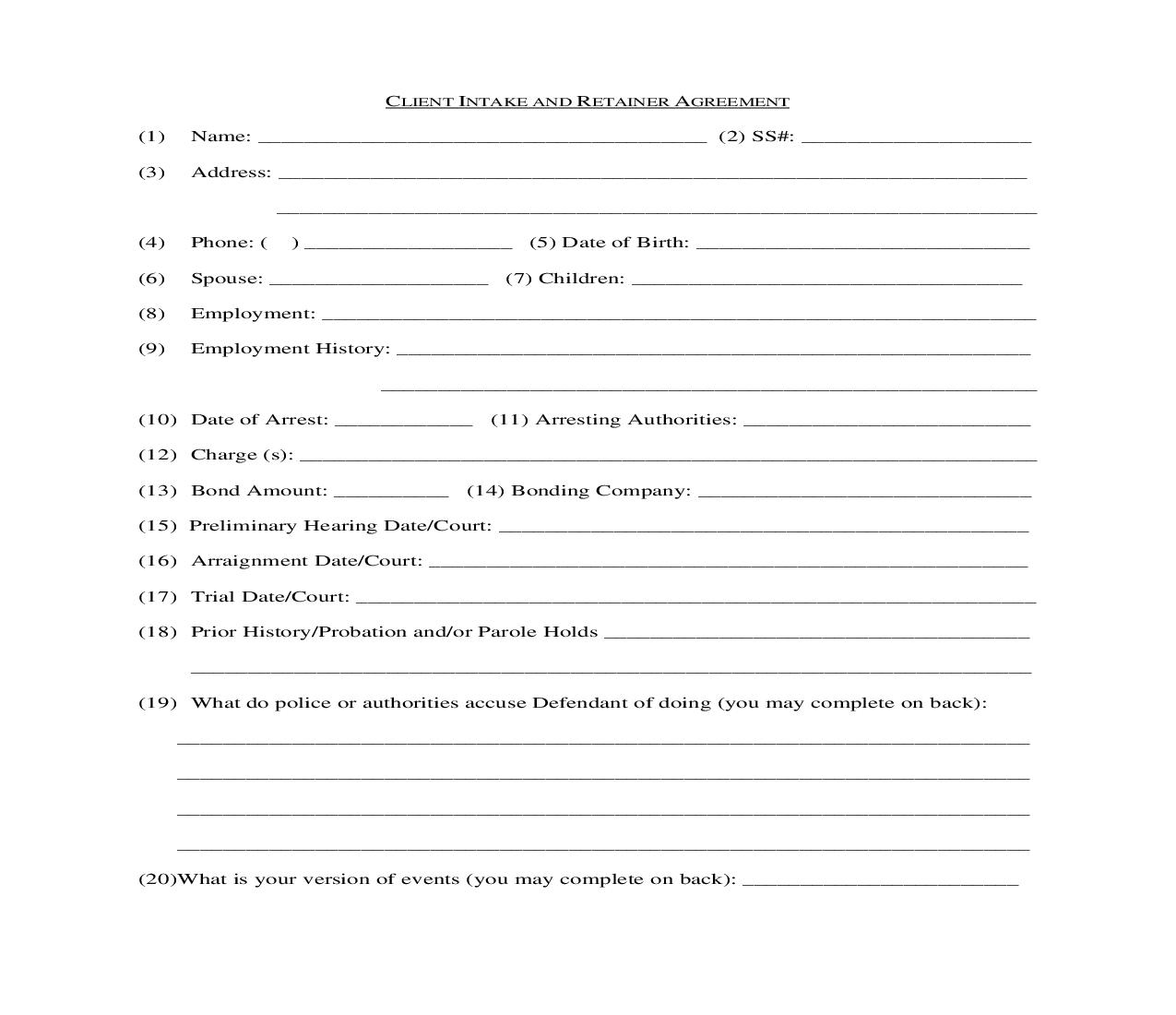 Client Intake And Retainer Agreement | Pdf Fpdf Doc Docx | Georgia