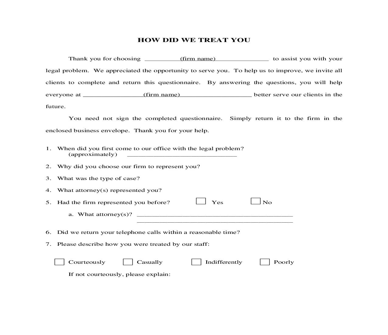 Client Satisfaction Questionnaire | Pdf Fpdf Doc Docx | Georgia