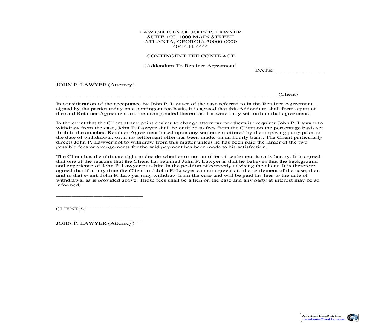 Contingent Fee Contract |  | Georgia