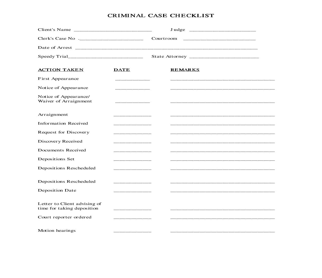 Criminal Case Checklist | Pdf Fpdf Doc Docx | Georgia