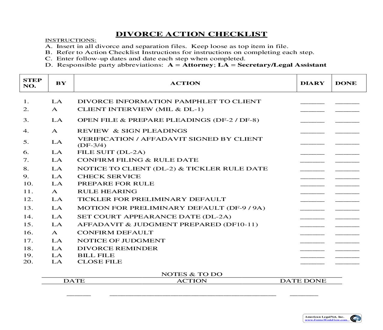 Divorce Action Checklist | Pdf Fpdf Doc Docx | Georgia