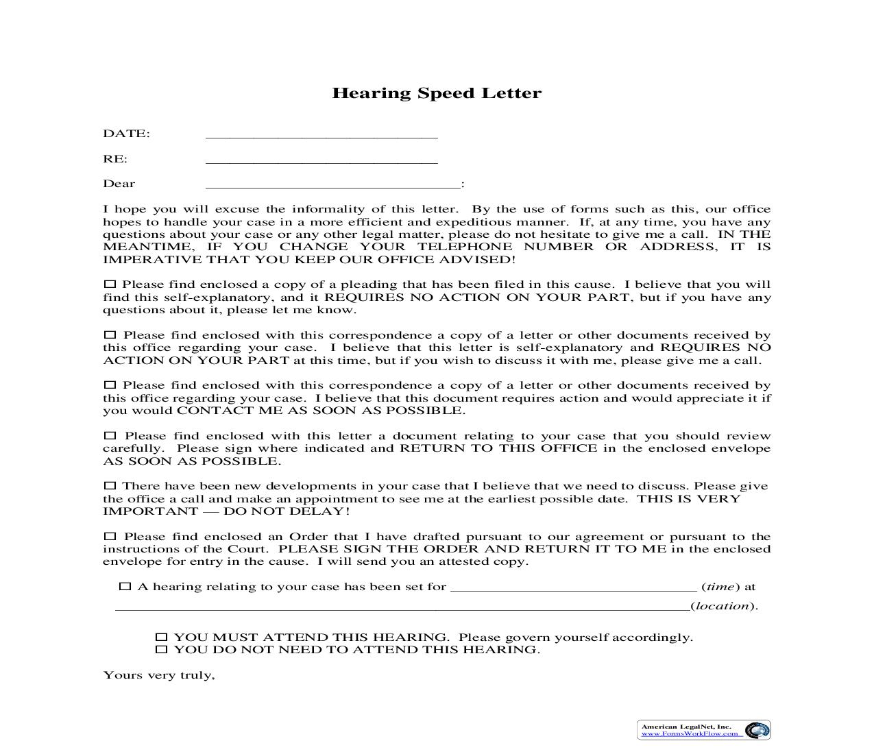 Hearing Speed Letter | Pdf Fpdf Doc Docx | Georgia