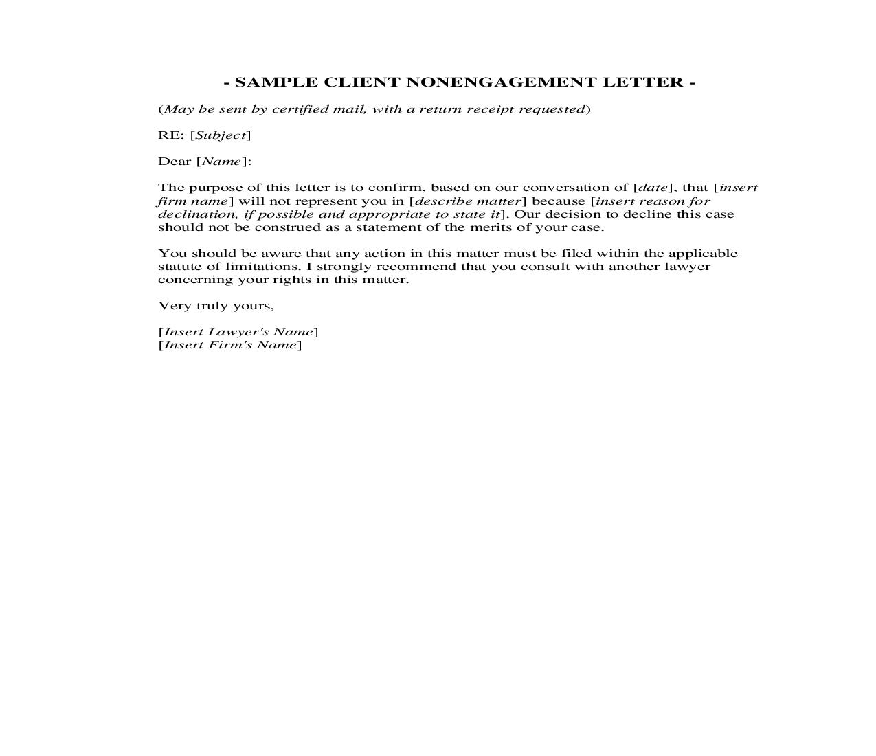 Nonengagment Letter (Alternate Sample And Form) | Pdf Fpdf Doc Docx | Georgia