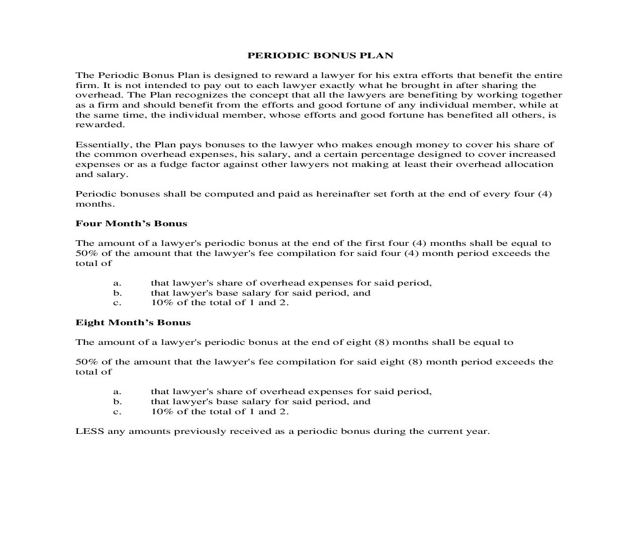Periodic Bonus Plan | Pdf Fpdf Doc Docx | Georgia