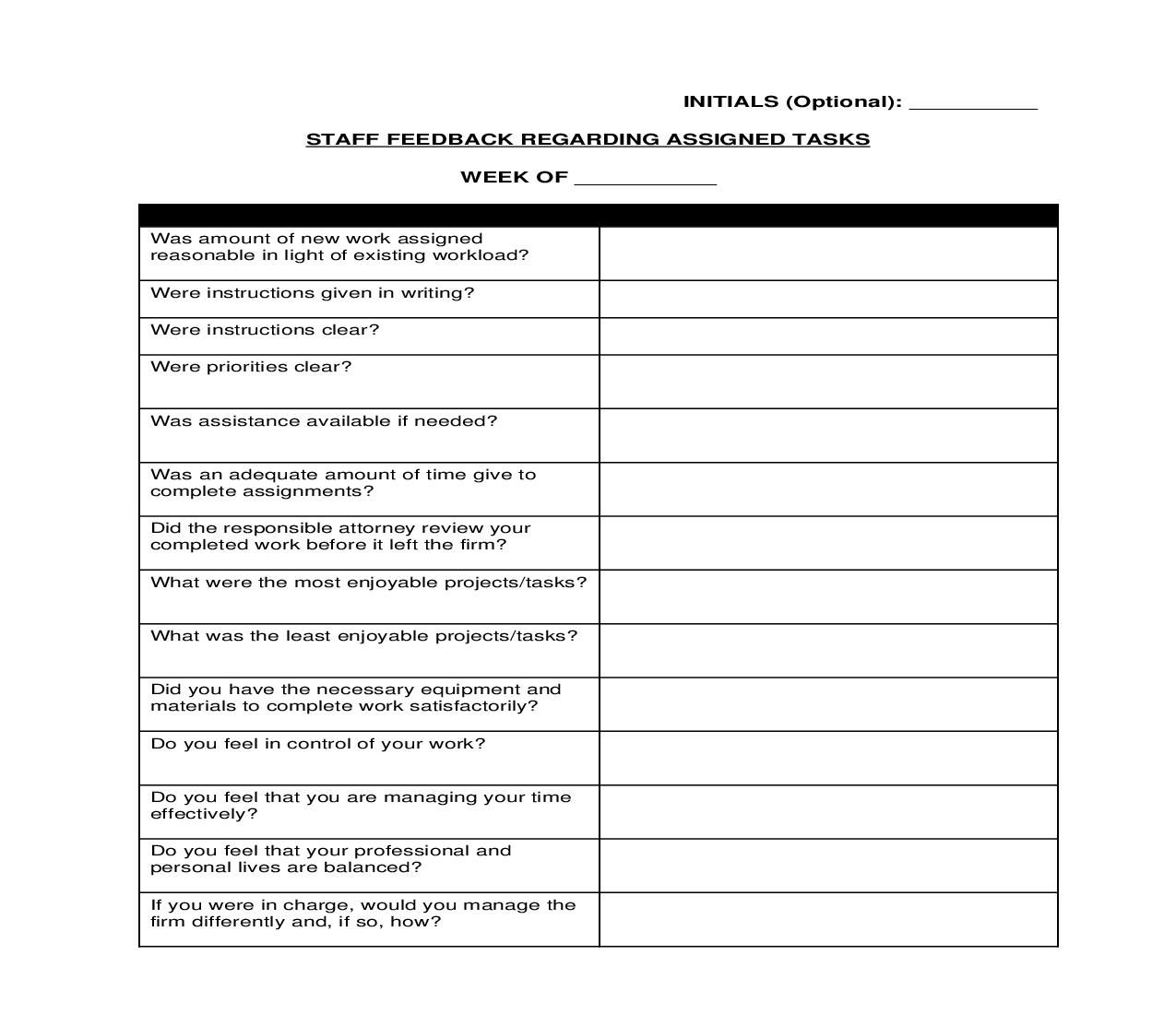 Staff Feedback Regarding Assigned Tasks | Pdf Fpdf Doc Docx | Georgia