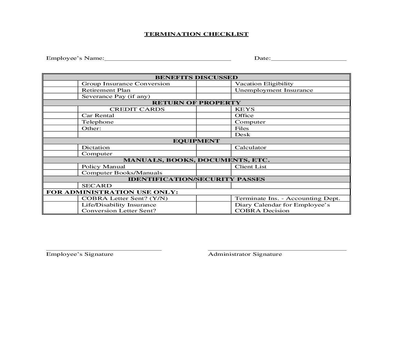 Termination Checklist | Pdf Fpdf Doc Docx | Georgia