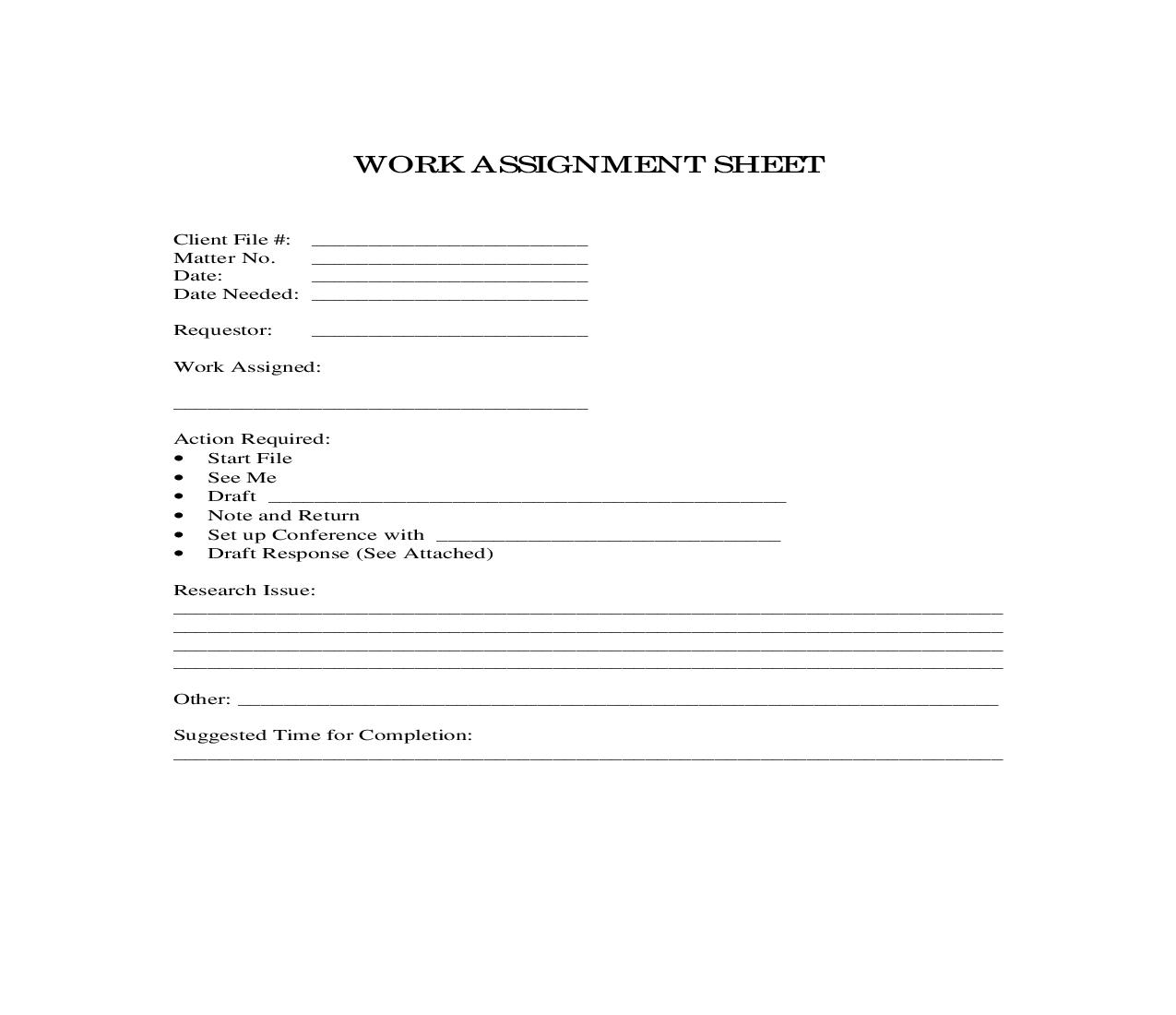 Work Assignment Sheet | Pdf Fpdf Doc Docx | Georgia