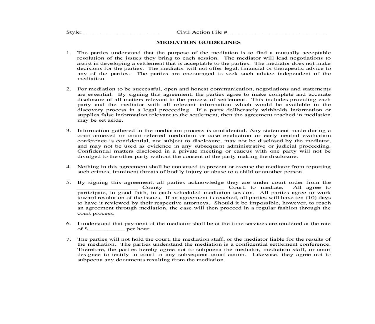 Mediation Guidelines |  | Georgia