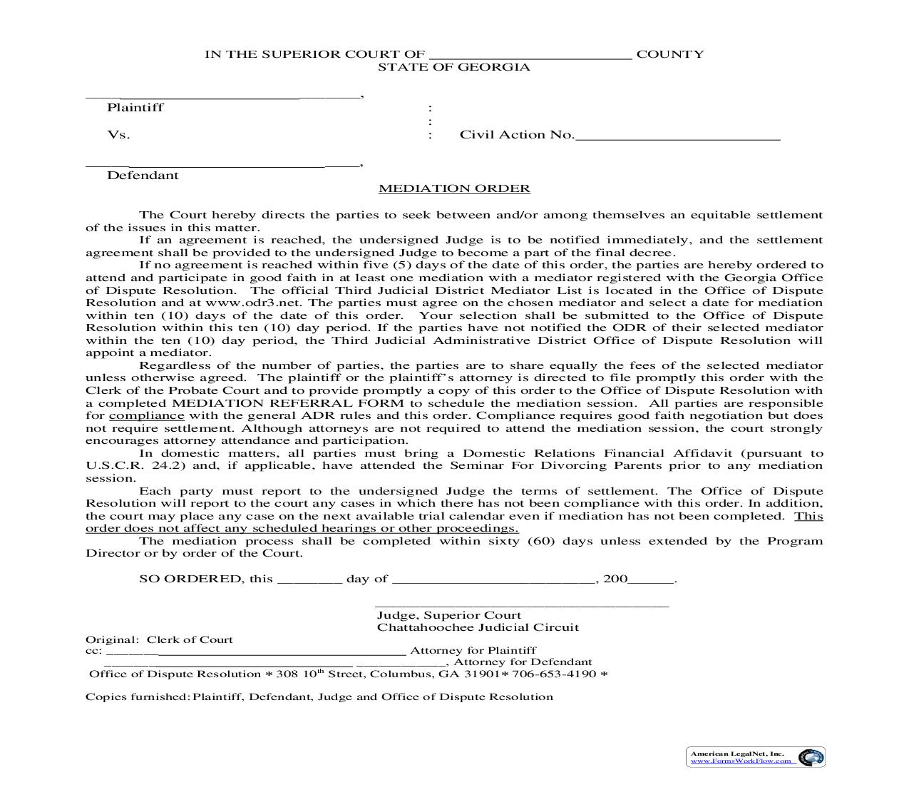 Mediation Order |  | Georgia