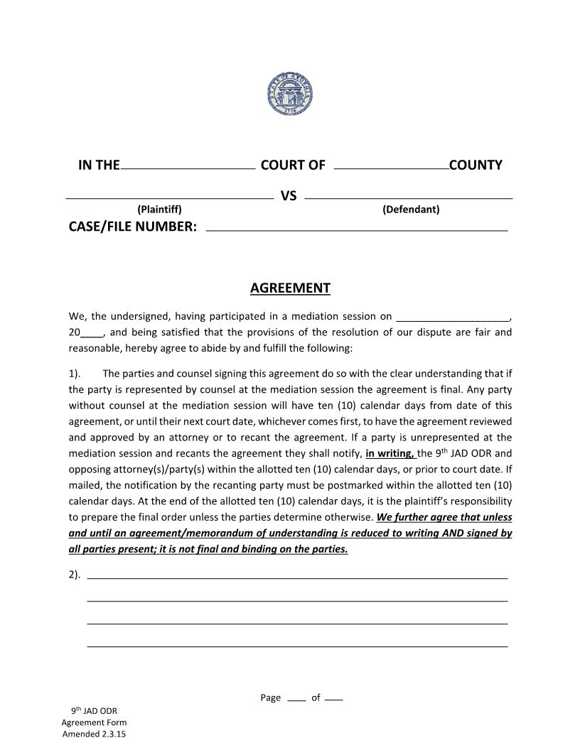 Agreement | Pdf Fpdf Docx | Georgia